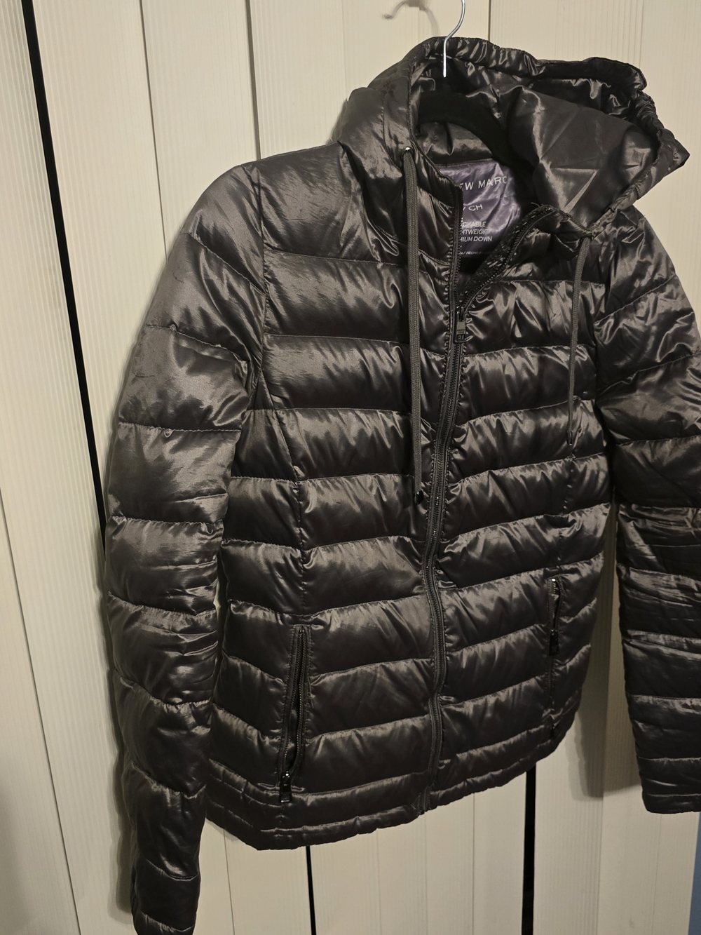 Andrew Marc Women's Dark Gray Quilted Hooded Puffer Jacket - Small